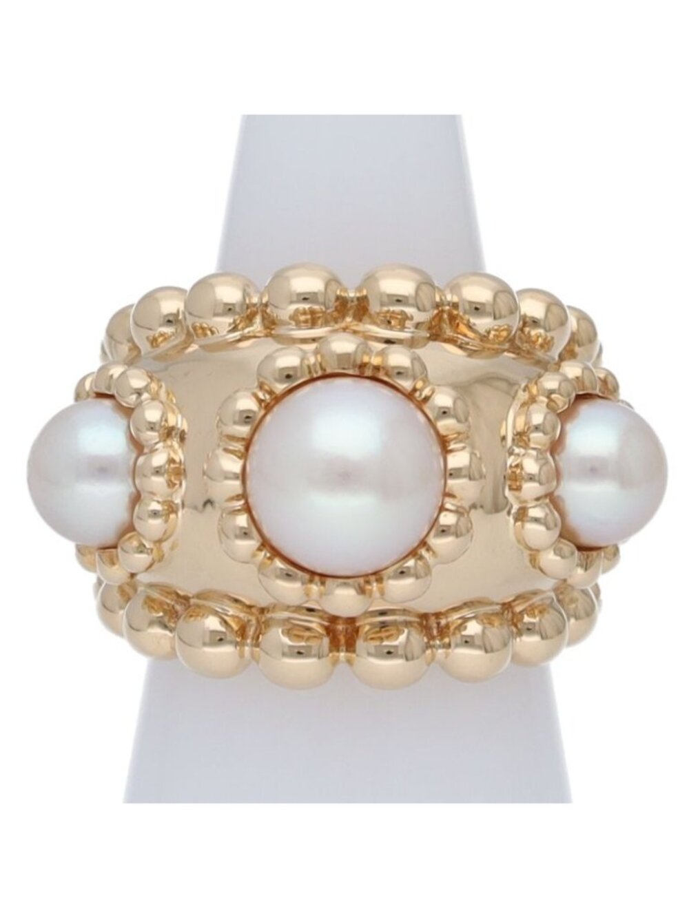 Chanel Three Symbol Pearl Ring 18K Yellow Gold